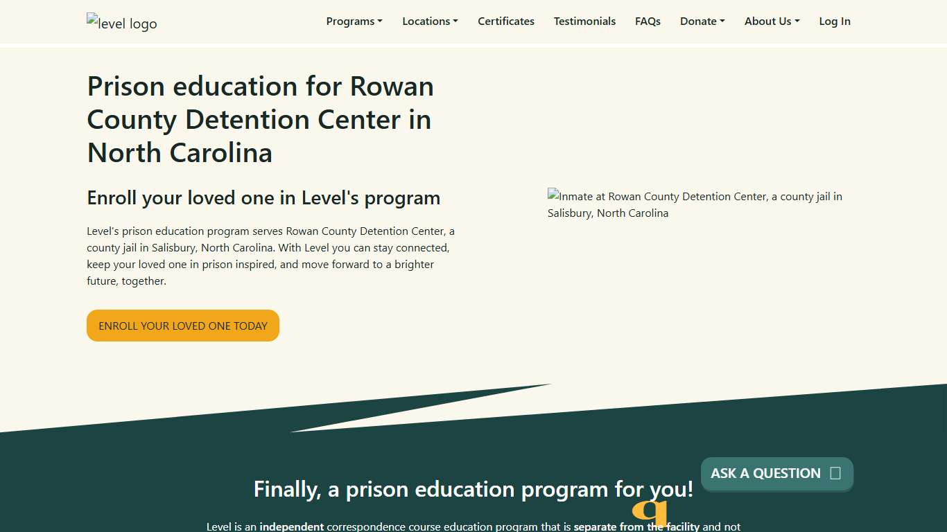 Prison Education For Rowan County Detention Center - Level